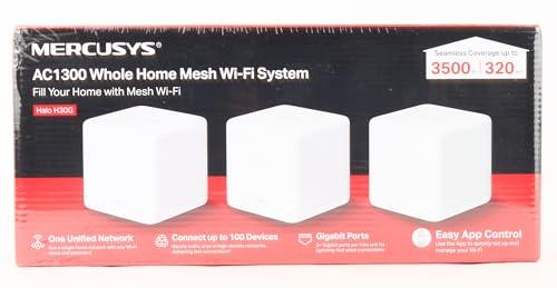 MERCUSYS Halo H30G(3-Pack) AC1300 Whole Home Mesh Wi-Fi System 1.3 Gbps Dual Band WiFi Gigabit Wireless Router 1300 Mbps Speed Coverage, White Halo H30G - Triveni World