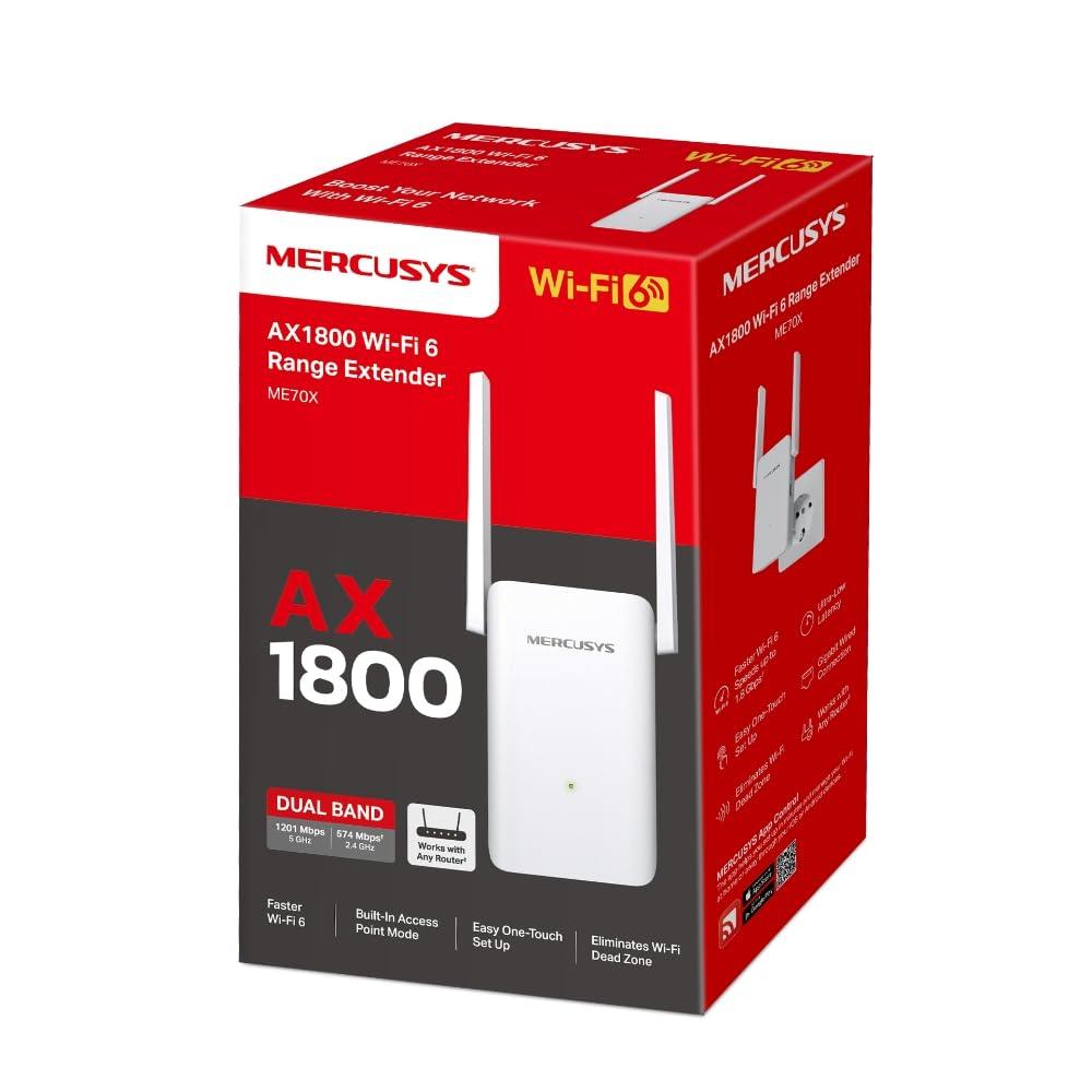 Mercusys ME70X AX1800 Wi-Fi 6 Range Extender | 1800 Mbps Dual Band Wireless Repeater Booster | Gigabit Wired | Built-in Access Point Mode - Triveni World