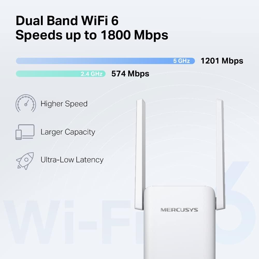 Mercusys ME70X AX1800 Wi-Fi 6 Range Extender | 1800 Mbps Dual Band Wireless Repeater Booster | Gigabit Wired | Built-in Access Point Mode - Triveni World