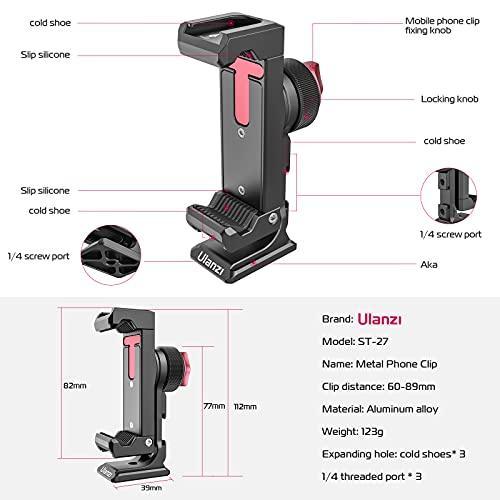 Metal Phone Tripod Mount 3 Cold Shoes & Arca Port, 360° Smartphone Tripod Adapter for iPhone Samsung Cell Phone Stand Holder for Desktop Tripod Video Live Streaming Vlogging Rig - Triveni World