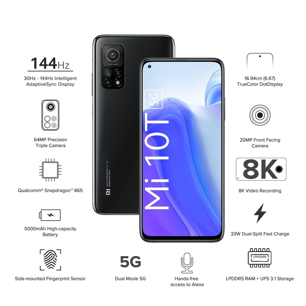 MI 10T 5G Cosmic Black, 6GB RAM, 128GB Storage - |Additional Exchange/No Cost EMI Offers - Triveni World