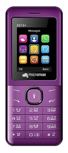 Micromax All-New X513+ | Dual Sim keypad Mobile with 1.8" Screen|Auto Call Recording | Power Saving Mode|Big Battery 1750 mAH | Bright Torch | Expandable Storage Upto 16GB | Wireless FM |Purple| - Triveni World