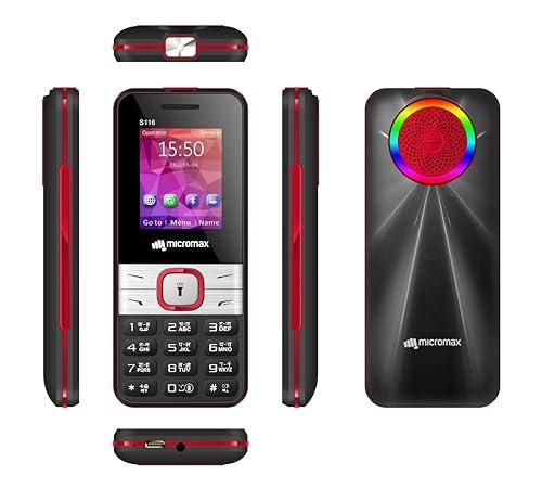 Micromax S116, Dual Sim Keypad with Long Lasting Battery & Dedicated Notification Ring, Wireless FM with Auto Call Recording | Black Red - Triveni World