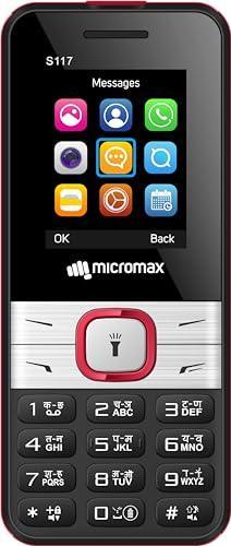 Micromax S117, Dual Sim Keypad with Long Lasting Battery & Dedicated Notification Ring, Wireless FM with Auto Call Recording, Camera| Black & Red - Triveni World