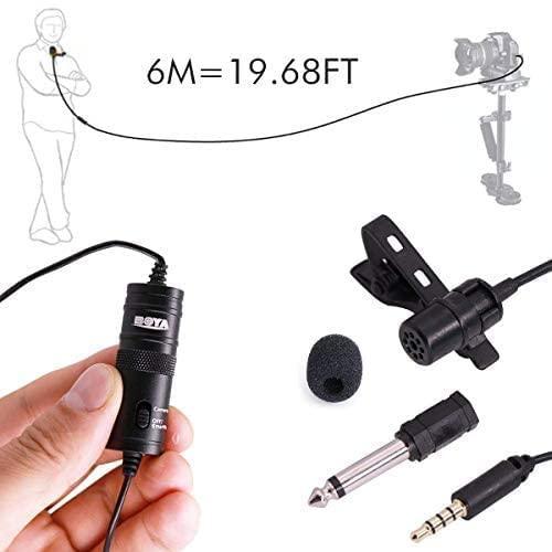 MICROWARE BOYA By-M1 Mic Auxiliary Omnidirectional Lavalier Condenser Microphone 3.5 Mm For Iphone 7 Plus (Black) - Triveni World