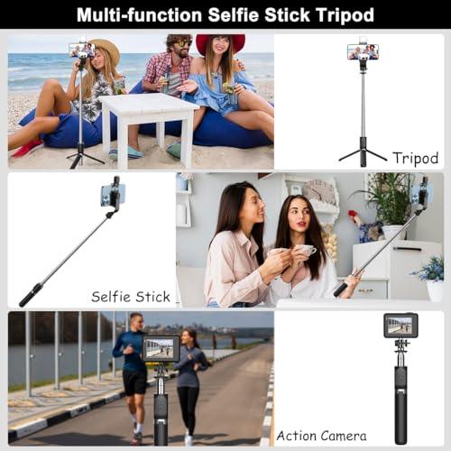 Mobilife Selfie Stick with Light Tripod Stand 104 cm/41 inch Bluetooth Extandable Selfie Stick Tripod Rechargeable Dimmable Fill Light for Youtube Vlog Live Streaming Holder Compatible for Gopro,Black - Triveni World