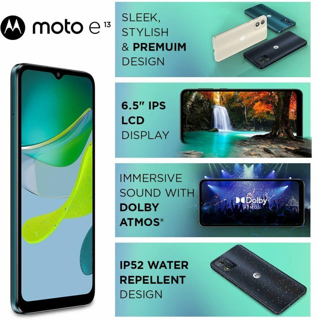 Motorola e13 (Aurora Green, 4GB RAM 64GB Storage) - Triveni World