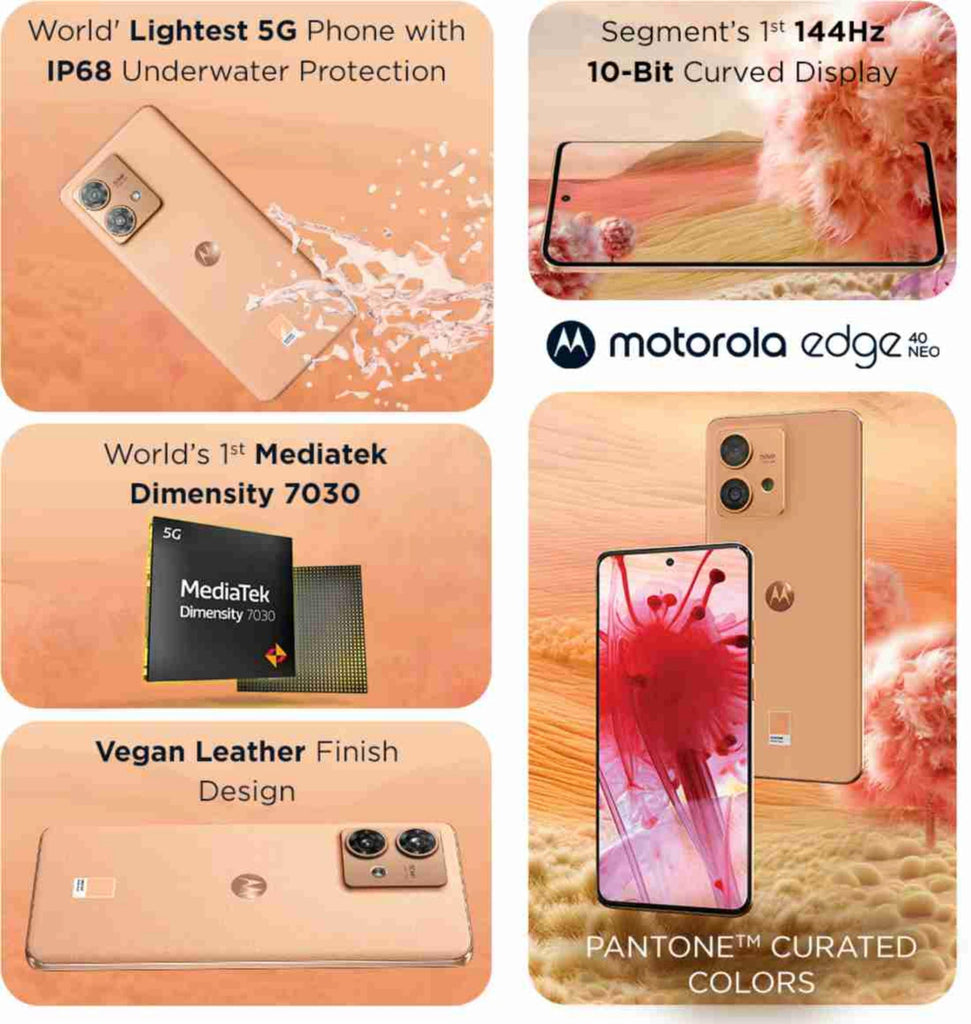 Motorola Edge 40 Neo 5G (Peach Fuzz, 12GB RAM, 256GB Storage) - Triveni World