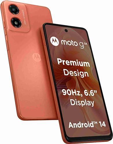 Motorola G04 4G (Sunrise Orange, 4GB RAM, 64GB Storage) | up to 8GB with RAM Boost | 6.6" Punch Hole Display | 16MP Rear Camera | 5MP Front Camera | IP 52 water-repellent design | 5000 mAh |Android 14 - Triveni World