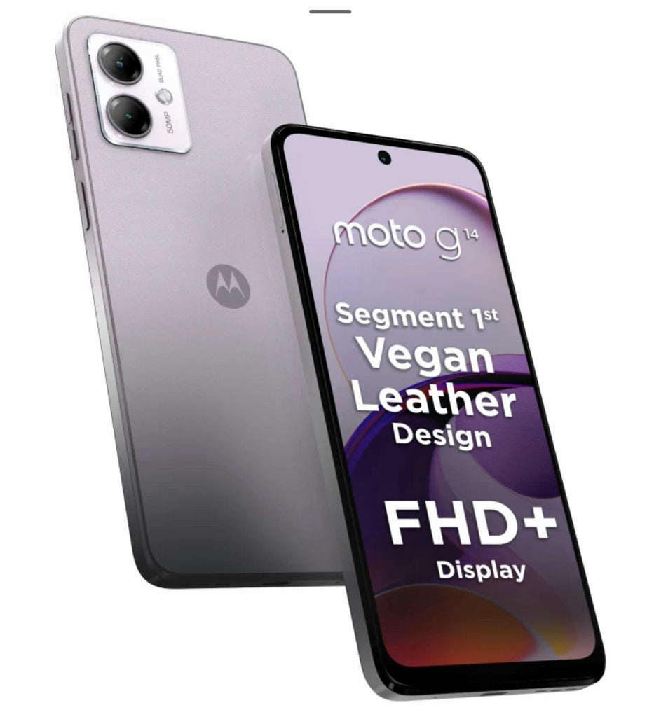 Motorola G14 4G (Pale Lilac, 4GB RAM, 128GB Storage) | 6.5” ultrawide Full HD+ Display | 50MP + 2MP | 8MP Front Camera | Immersive Stereo Speakers with Dolby Atmos - Triveni World