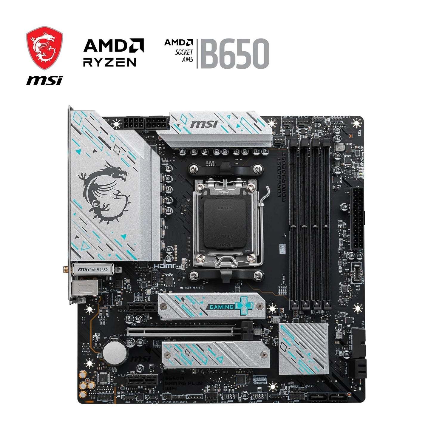 MSI B650M GAMING PLUS WIFI Motherboard, mATX - Supports AMD Ryzen 7000 Series Processors, AM5, DDR5 Memory Boost 7800+MHz/OC, 1 x PCIe 4.0 x16, 2 x M.2 Gen4, Wi-Fi 6E - Triveni World