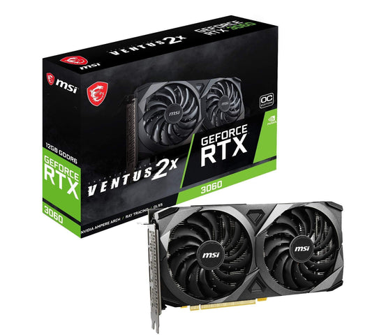 MSI Gaming GeForce RTX 3060 gddr6 pci_e_x16 12GB 15 Gbps GDRR6 192-Bit HDMI/DP PCIe 4 Torx Twin Fan Ampere OC Graphics Card (RTX 3060 Ventus 2X 12G OC), Black - Triveni World