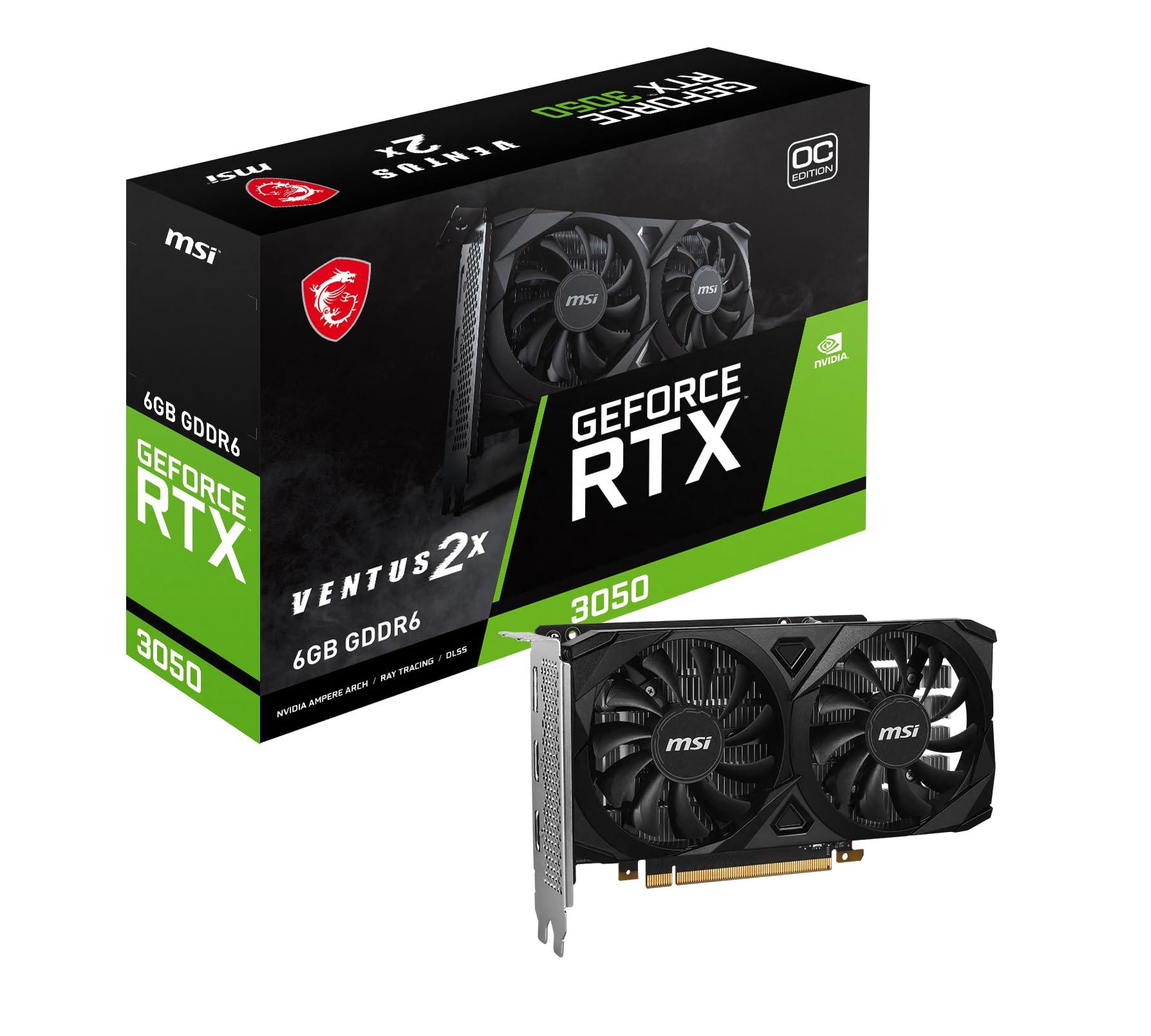 MSI Geforce RTX 3050 Ventus 2X 6G Oc pci_e Graphic Card - Nvidia Geforce RTX 3050 Gpu, 6Gb Gddr6 96-Bit Memory, 14 Gbps, Express 4 Interface, Up to 1492 Mhz, Dual Fan - Pcie - Triveni World