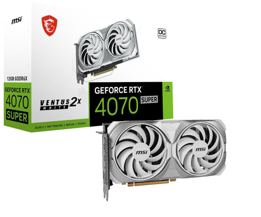 MSI GeForce RTX 4070 Super 12G Ventus 2X White OC Graphic Card - NVIDIA GeForce RTX 4070 Super GPU, 12GB GDDR6X 192-bit Memory, 21 Gbps, PCI Express 4 Interface, Upto 2505 MHz, TORX Fan 4.0 - Triveni World