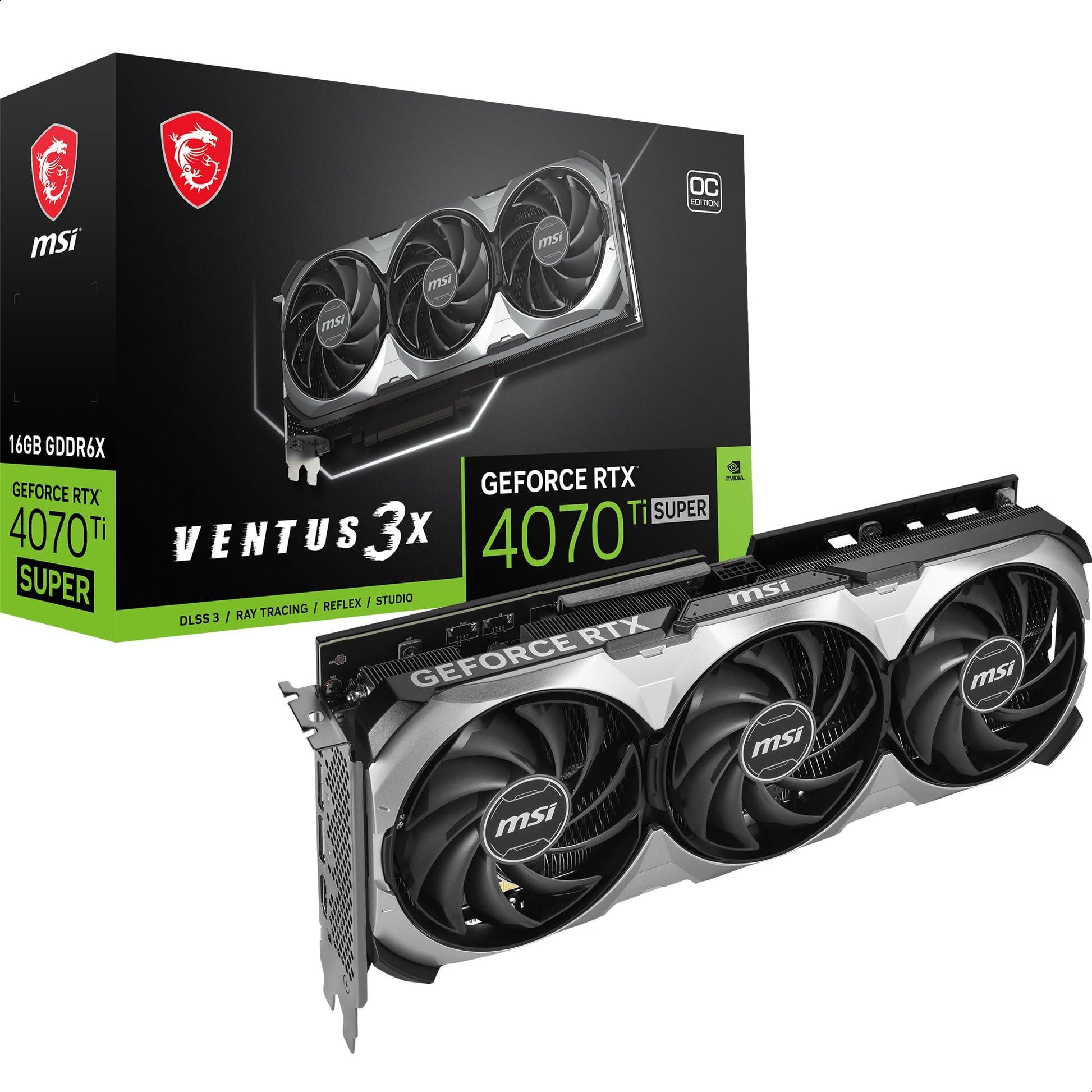 MSI GeForce RTX 4070 Ti SUPER 16G VENTUS 3X OC Graphic Card - NVIDIA GeForce RTX 4070 Ti SUPER GPU, 16GB GDDR6X 256-Bit Memory, 21 Gbps, Pci Express 4 Interface, Upto 2640 MHz, TORX FAN 4.0 - PCIe - Triveni World