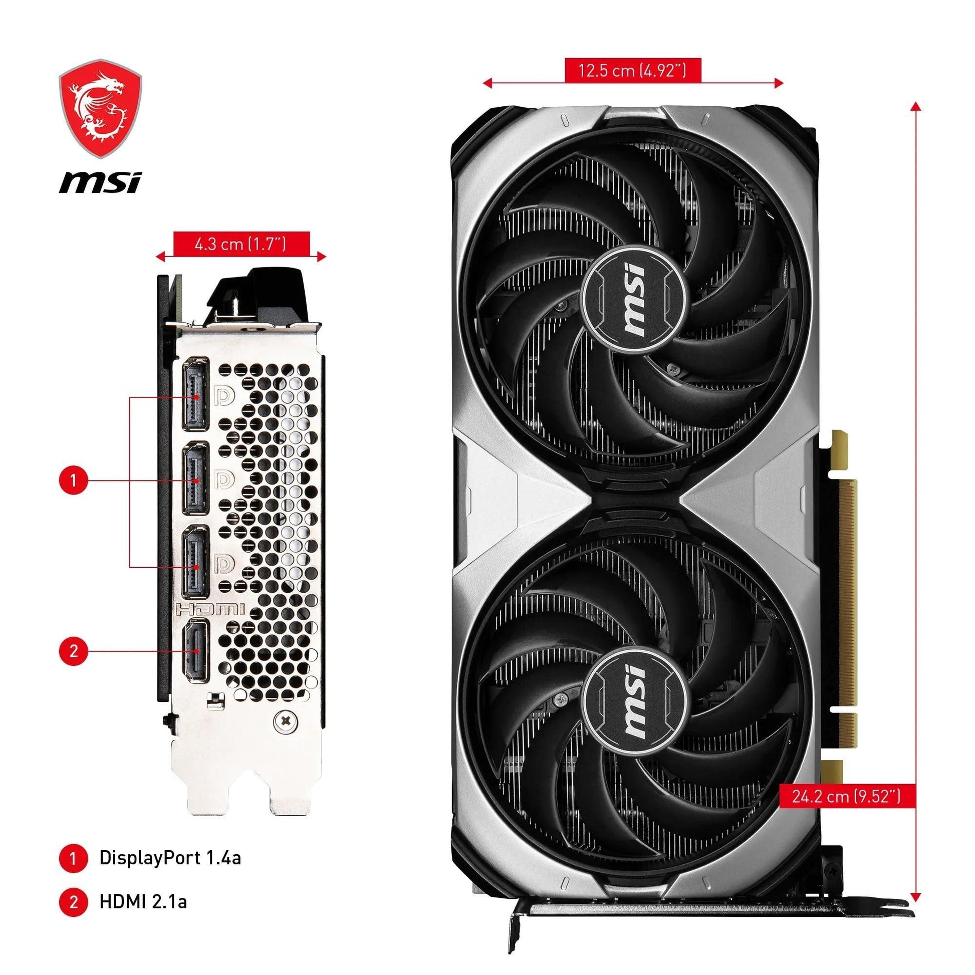 MSI Geforce RTX 4070 Ventus 2X 12G Oc Gddr6X 192-Bit Gaming Graphic Card - Pci_E_X4 - Triveni World