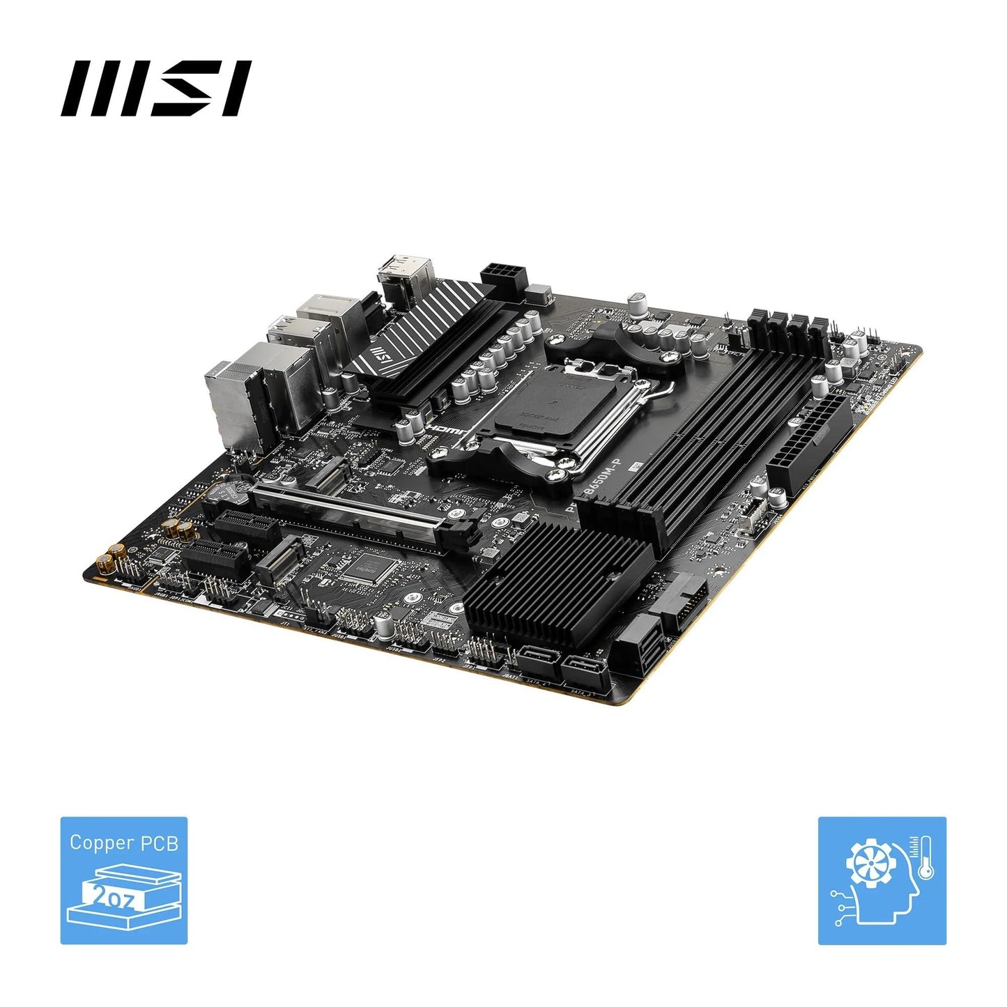 MSI PRO B650M-P Motherboard, Micro-ATX - Supports AMD Ryzen 7000 Series Processors, AM5 - DDR5 Memory Boost 6000+MHz/OC, 1 x PCIe 4.0 x16, 2 x M.2 Gen4, 2.5G LAN - Triveni World