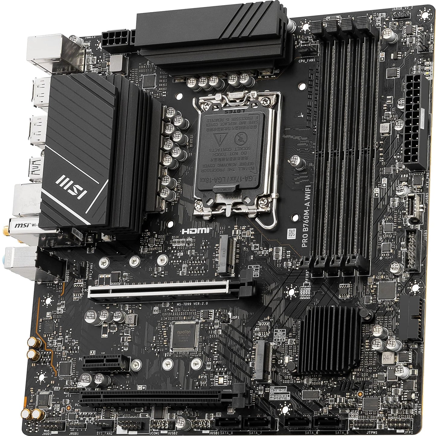 MSI PRO B760M-A WiFi ProSeries Motherboard (Supports 14th/13th/12th Gen Intel Processors, LGA 1700, DDR5, PCIe 4.0, M.2, 2.5Gbps LAN, USB 3.2 Gen2, Wi-Fi 6E, mATX) - Triveni World