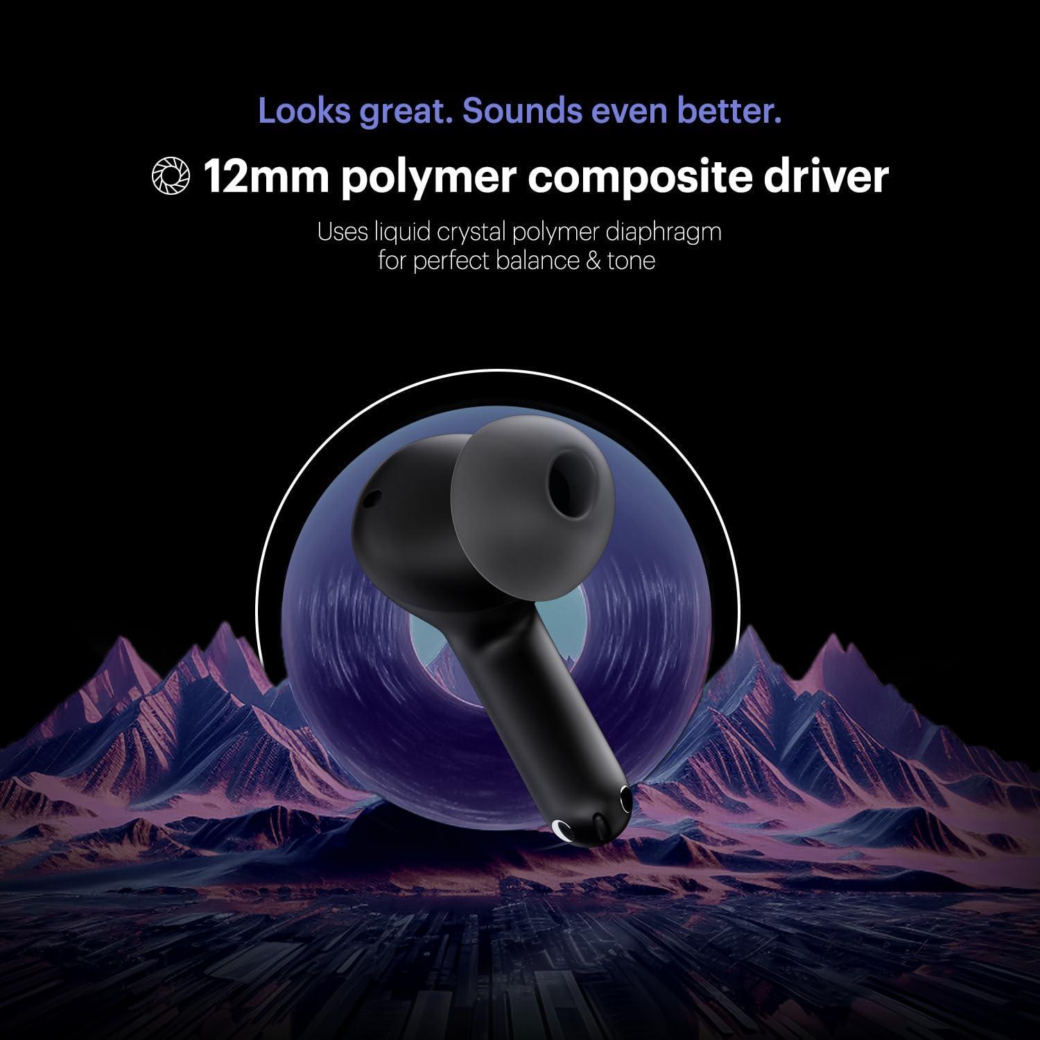 Noise Aura Buds in-Ear Truly Wireless Earbuds with 60H of Playtime, Quad Mic with ENC, Dual Device Pairing, Instacharge(10 min=150 min),12mm Polymer Composite Driver,BT v5.3(Aura Black) - Triveni World