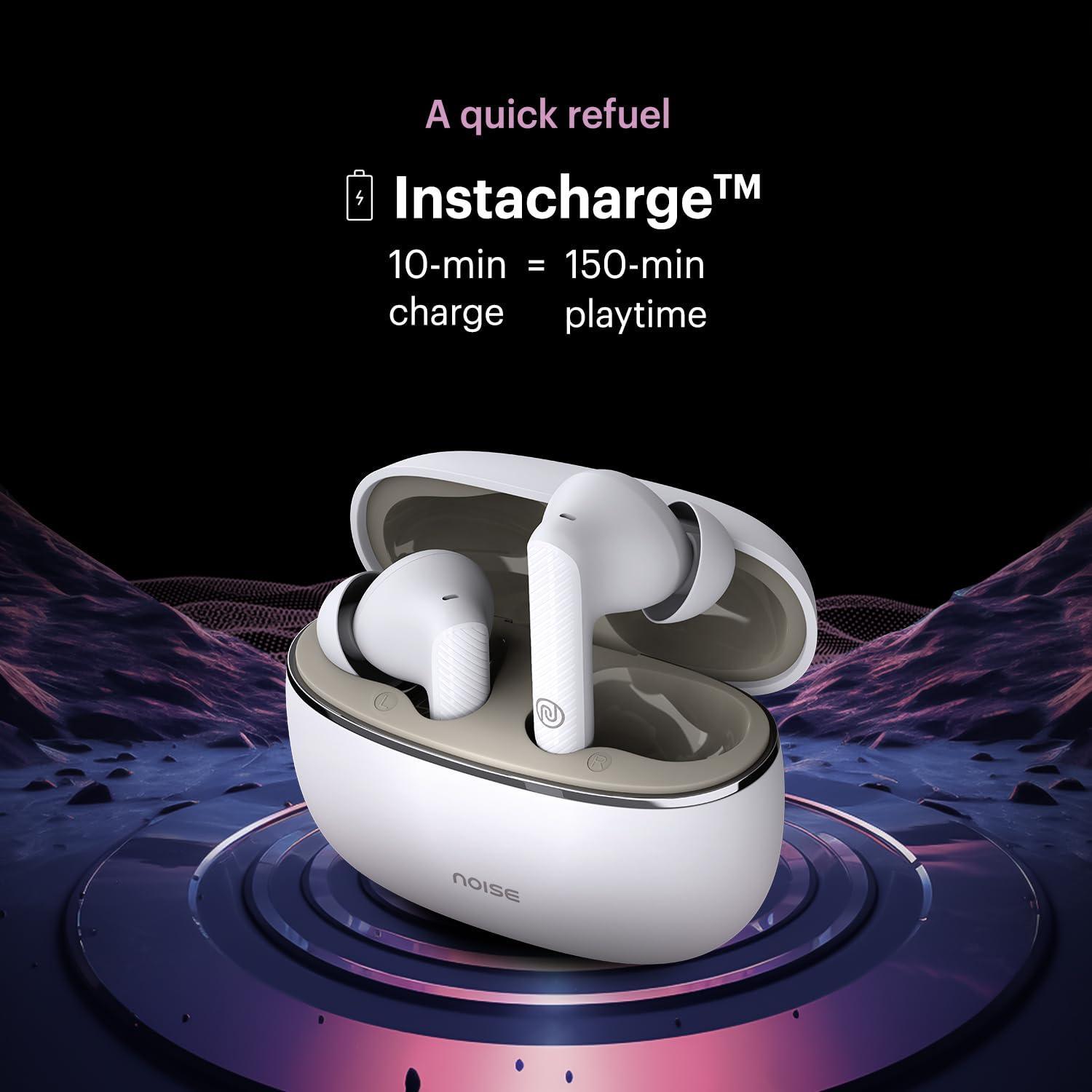 Noise Aura Buds in-Ear Truly Wireless Earbuds with 60H of Playtime, Quad Mic with ENC, Dual Device Pairing, Instacharge(10 min=150 min),12mm Polymer Composite Driver,BT v5.3(Aura White) - Triveni World