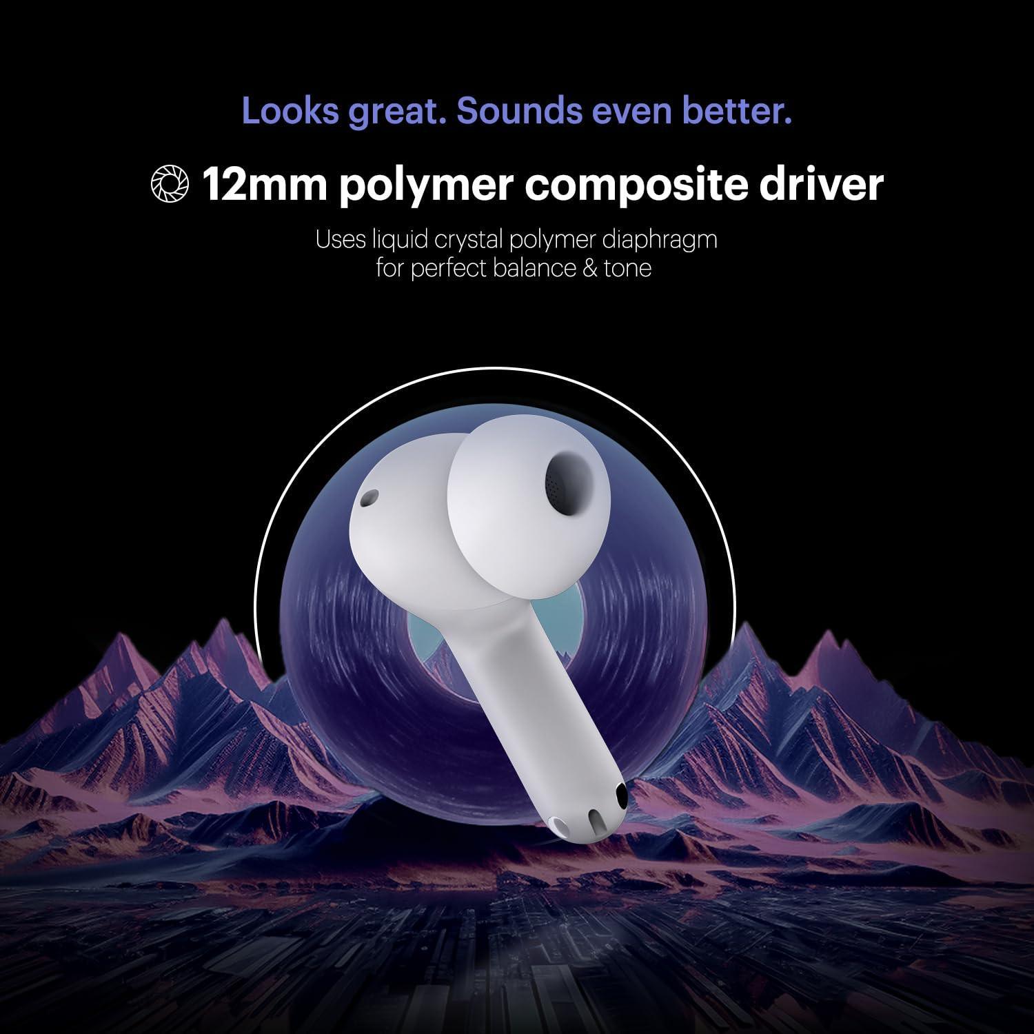 Noise Aura Buds in-Ear Truly Wireless Earbuds with 60H of Playtime, Quad Mic with ENC, Dual Device Pairing, Instacharge(10 min=150 min),12mm Polymer Composite Driver,BT v5.3(Aura White) - Triveni World