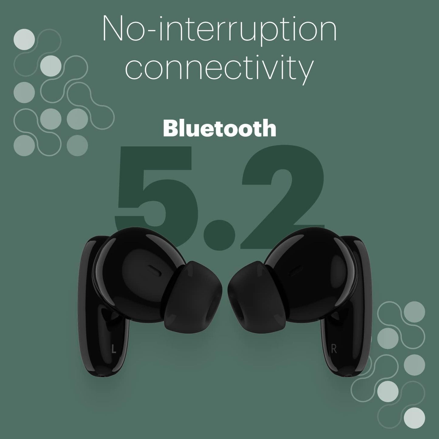 Noise Buds Connect Truly Wireless in Ear Earbuds with 50H Playtime, Quad Mic with ENC, Instacharge(10 min=120 min), 13mm Driver, Hyper Sync, and BT v5.2 (Carbon Black) - Triveni World