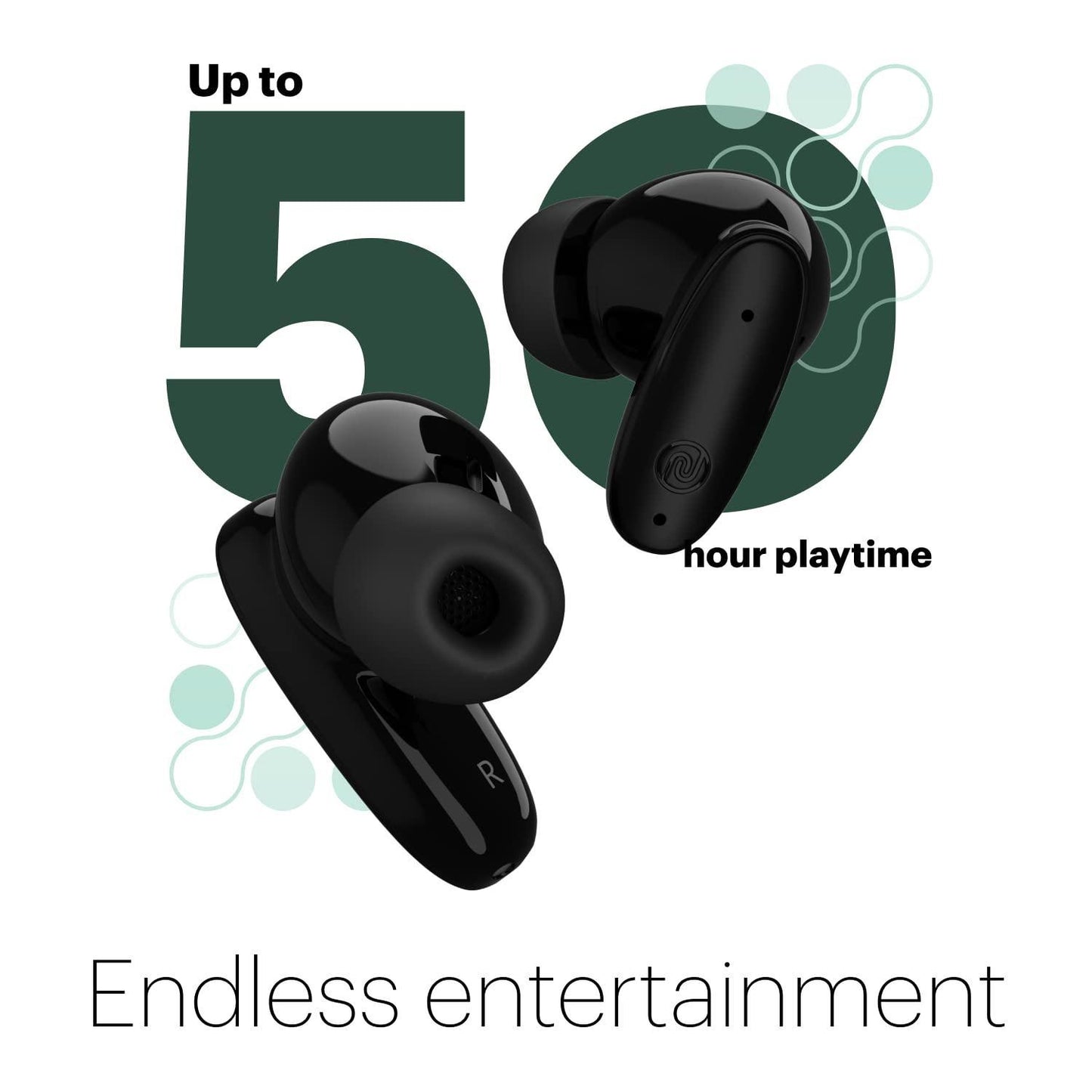 Noise Buds Connect Truly Wireless in Ear Earbuds with 50H Playtime, Quad Mic with ENC, Instacharge(10 min=120 min), 13mm Driver, Hyper Sync, and BT v5.2 (Carbon Black) - Triveni World