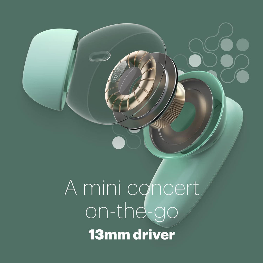 Noise Buds Connect Truly Wireless in Ear Earbuds with 50H Playtime, Quad Mic with ENC, Instacharge(10 min=120 min), 13mm Driver, Hyper Sync, and BT v5.2 (Mint Green) - Triveni World