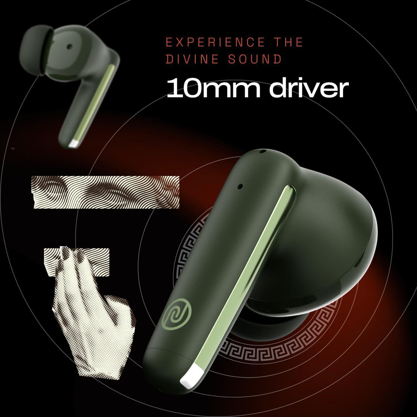 Noise Buds Venus Truly Wireless in-Ear Earbuds with ANC(Upto 30dB), 40H Playtime, Quad Mic with ENC, Instacharge(10 min=120 min), Low Latency(up to 45ms),10mm Driver (Galaxy Green) - Triveni World