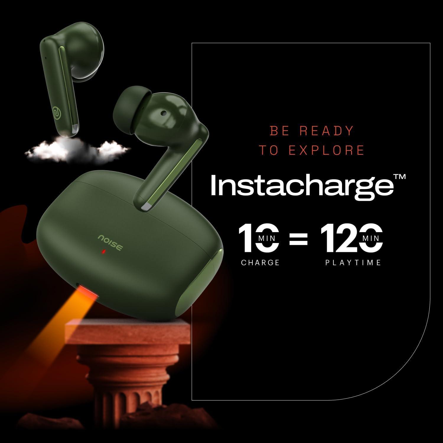 Noise Buds Venus Truly Wireless in-Ear Earbuds with ANC(Upto 30dB), 40H Playtime, Quad Mic with ENC, Instacharge(10 min=120 min), Low Latency(up to 45ms),10mm Driver (Galaxy Green) - Triveni World