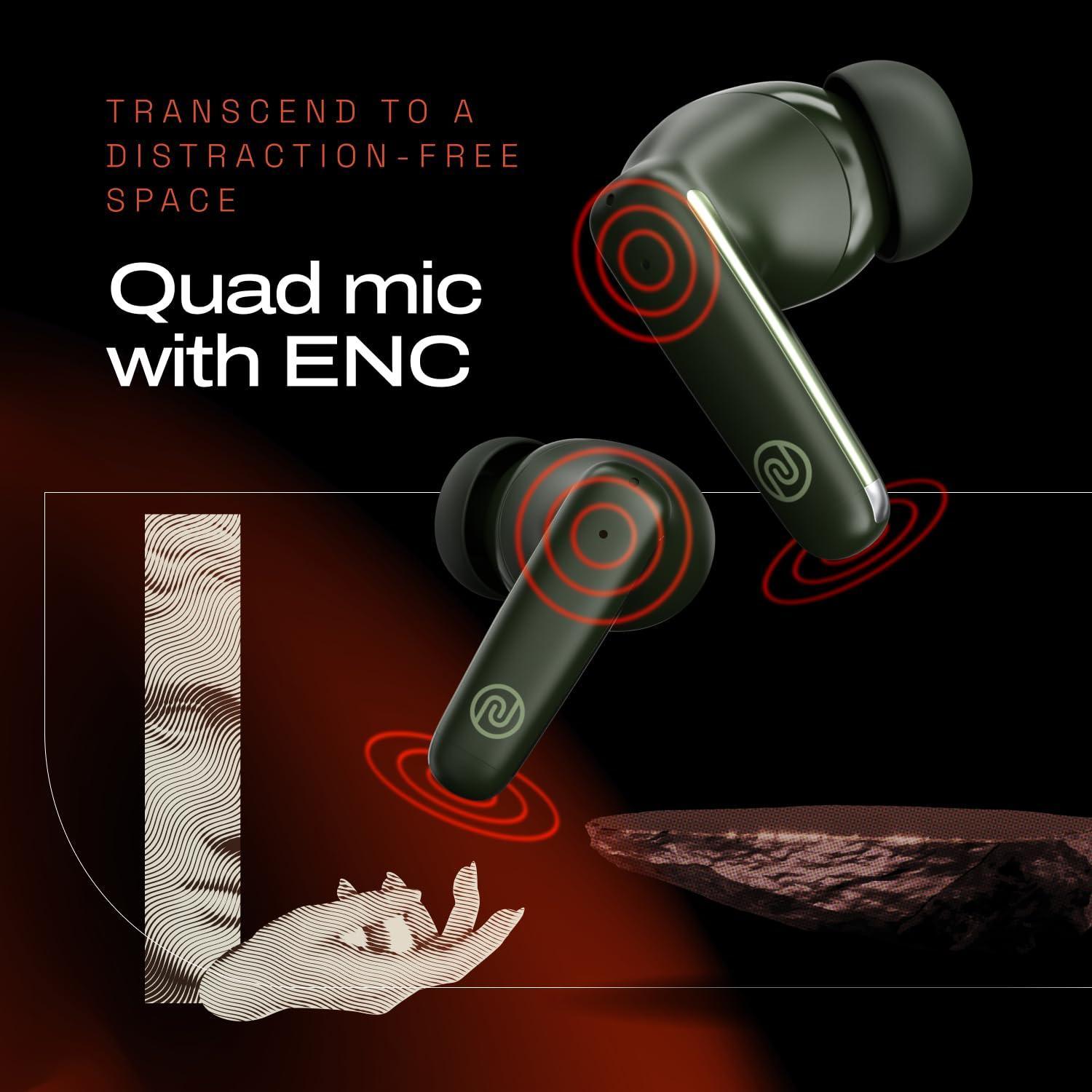 Noise Buds Venus Truly Wireless in-Ear Earbuds with ANC(Upto 30dB), 40H Playtime, Quad Mic with ENC, Instacharge(10 min=120 min), Low Latency(up to 45ms),10mm Driver (Galaxy Green) - Triveni World