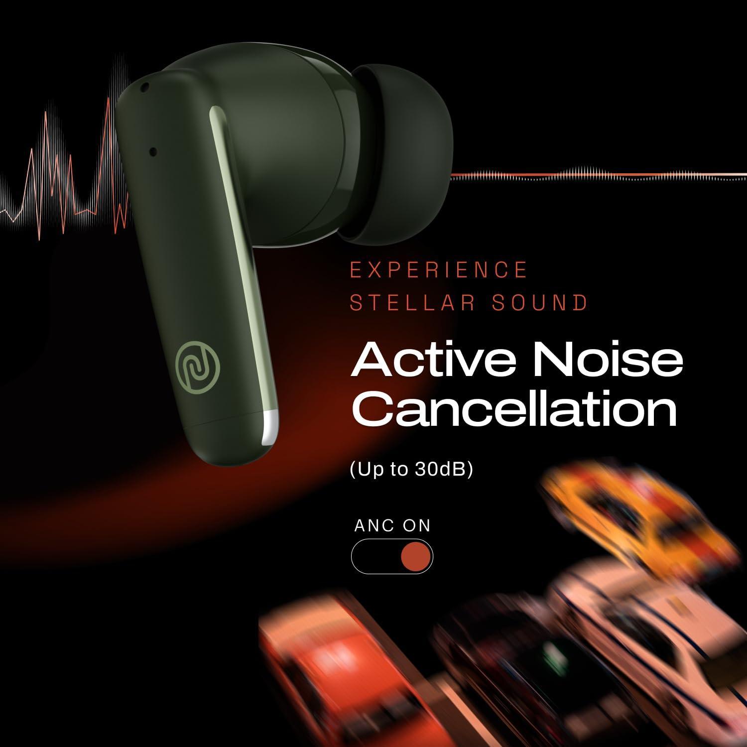 Noise Buds Venus Truly Wireless in-Ear Earbuds with ANC(Upto 30dB), 40H Playtime, Quad Mic with ENC, Instacharge(10 min=120 min), Low Latency(up to 45ms),10mm Driver (Galaxy Green) - Triveni World