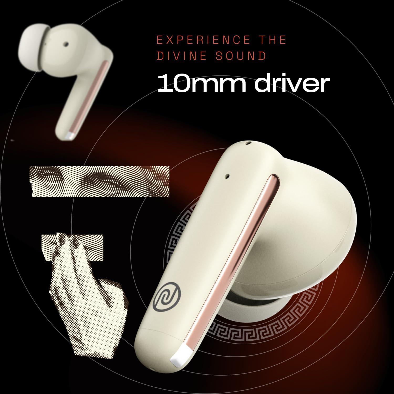 Noise Buds Venus Truly Wireless in-Ear Earbuds with ANC(Upto 30dB), 40H Playtime, Quad Mic with ENC, Instacharge(10 min=120 min), Low Latency(up to 45ms),10mm Driver (Lunar Ivory) - Triveni World