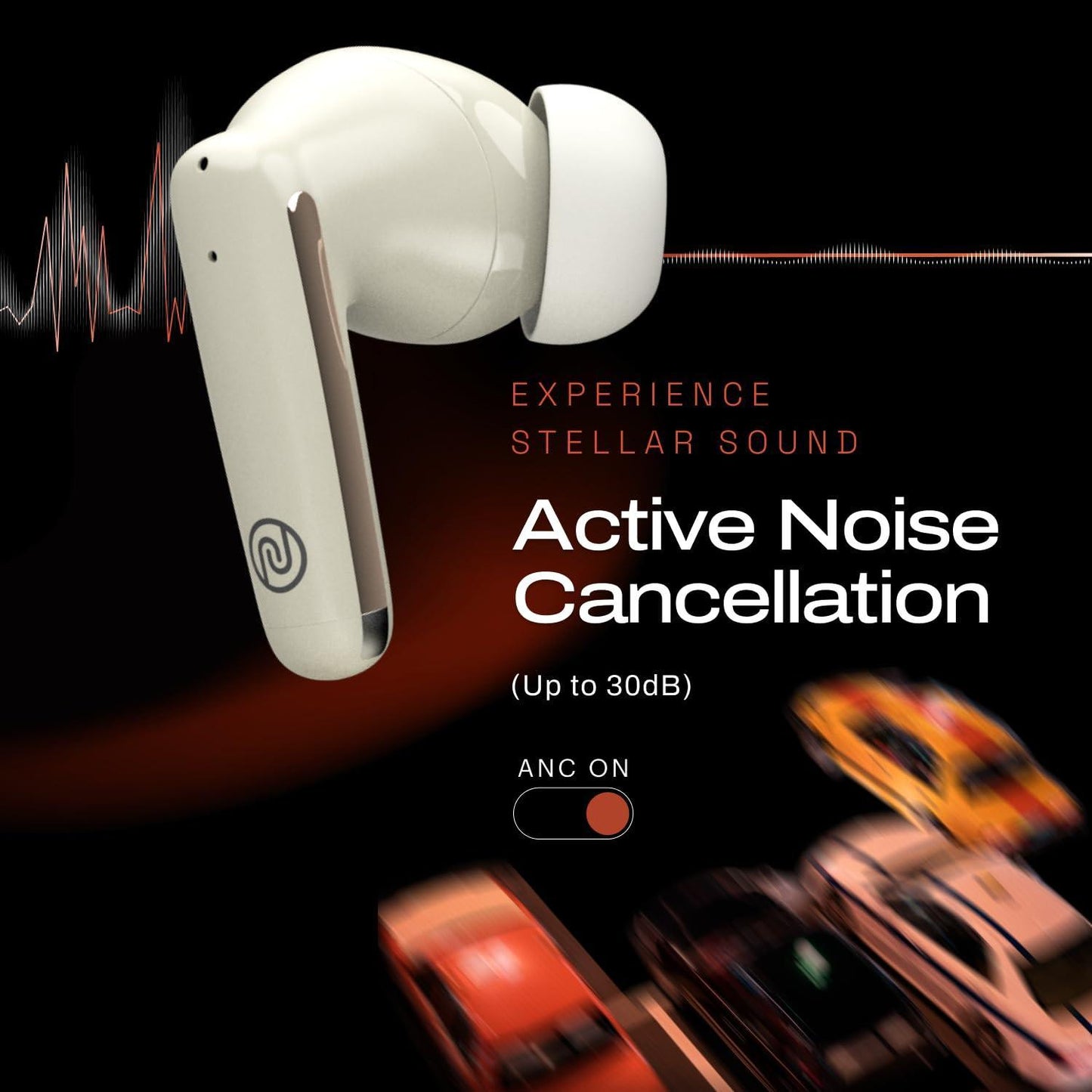 Noise Buds Venus Truly Wireless in-Ear Earbuds with ANC(Upto 30dB), 40H Playtime, Quad Mic with ENC, Instacharge(10 min=120 min), Low Latency(up to 45ms),10mm Driver (Lunar Ivory) - Triveni World