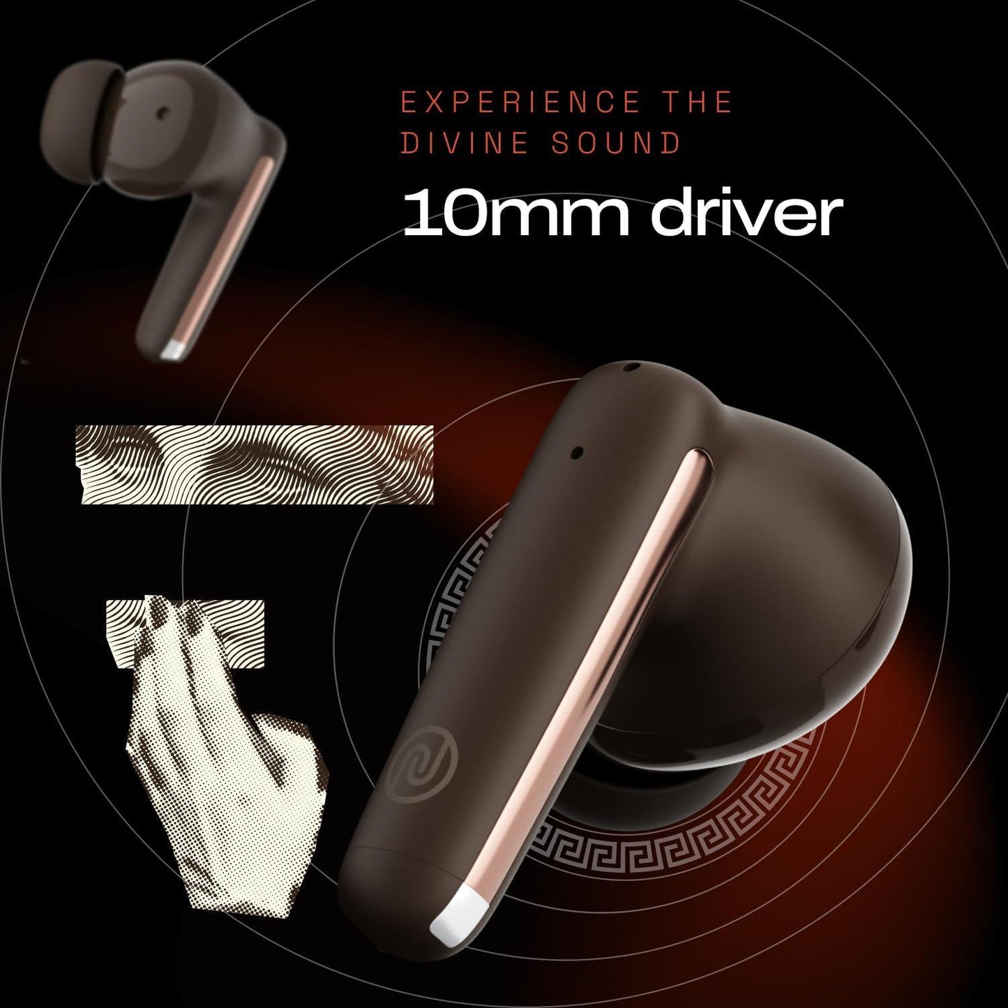 Noise Buds Venus Truly Wireless in-Ear Earbuds with ANC(Upto 30dB), 40H Playtime, Quad Mic with ENC, Instacharge(10 min=120 min), Low Latency(up to 45ms),10mm Driver (Stellar Brown) - Triveni World