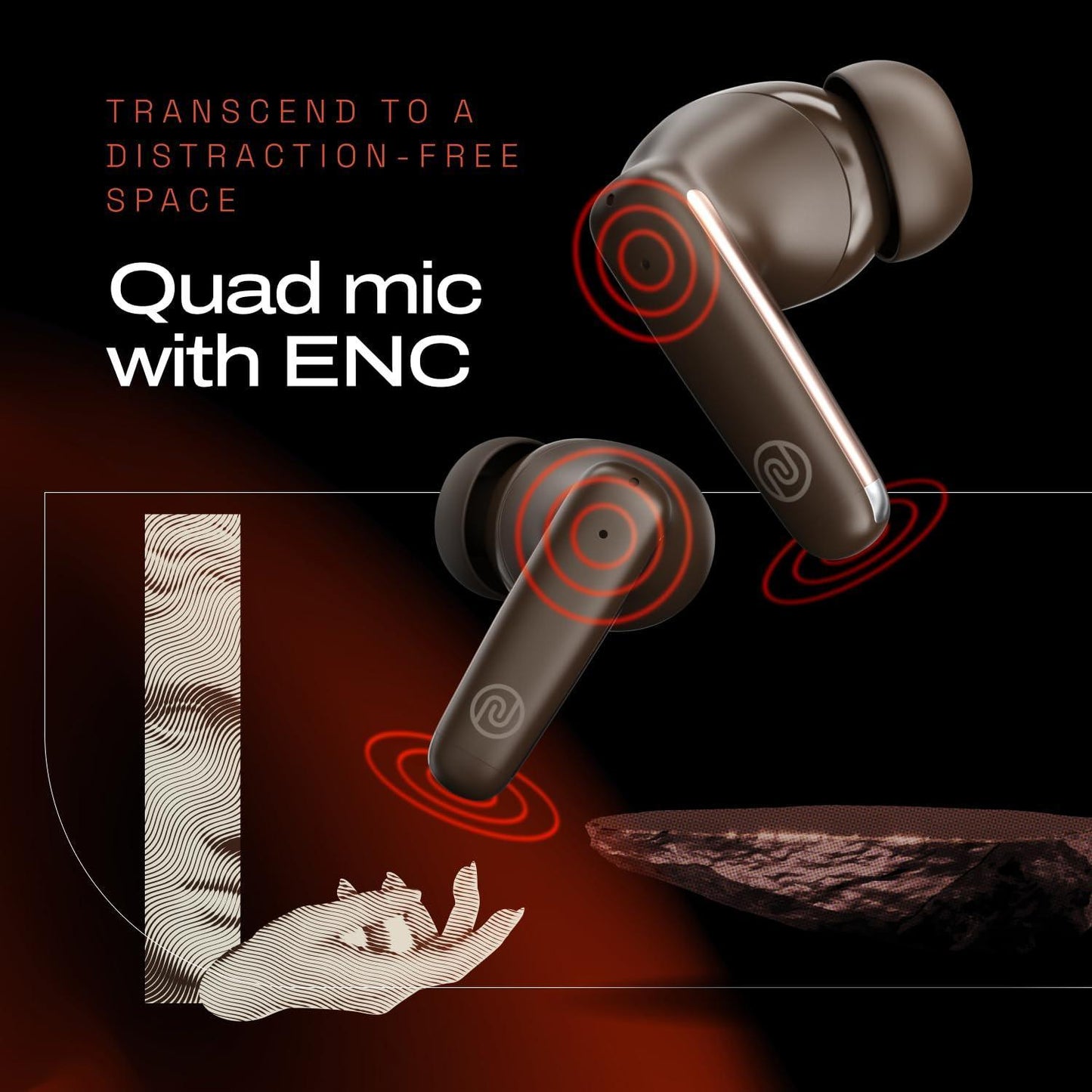 Noise Buds Venus Truly Wireless in-Ear Earbuds with ANC(Upto 30dB), 40H Playtime, Quad Mic with ENC, Instacharge(10 min=120 min), Low Latency(up to 45ms),10mm Driver (Stellar Brown) - Triveni World