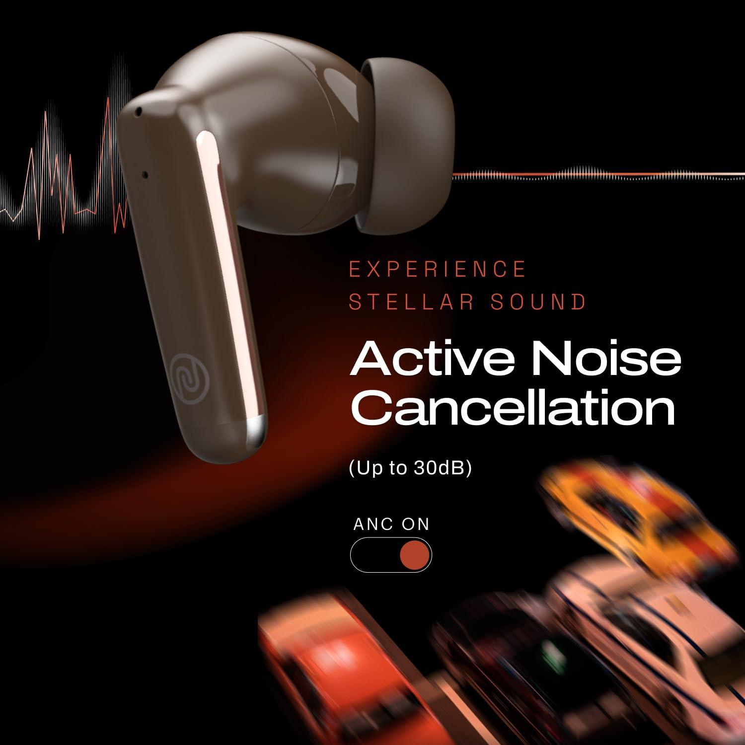 Noise Buds Venus Truly Wireless in-Ear Earbuds with ANC(Upto 30dB), 40H Playtime, Quad Mic with ENC, Instacharge(10 min=120 min), Low Latency(up to 45ms),10mm Driver (Stellar Brown) - Triveni World