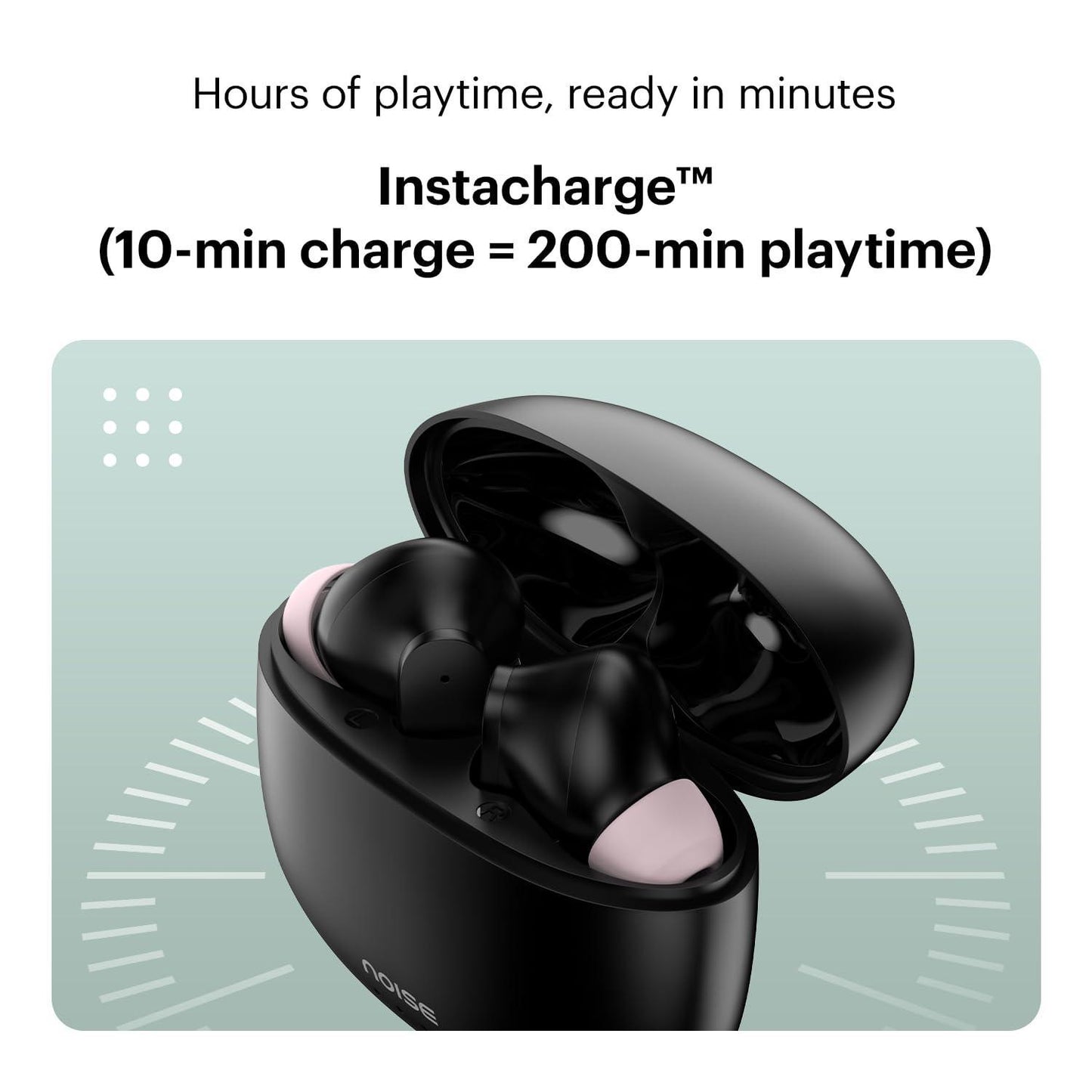 Noise Buds VS104 Truly Wireless Earbuds with 45H of Playtime, Quad Mic with ENC, Instacharge(10 min=200 min), 13mm Driver,Low Latency, BT v5.2 (Charcoal Black) - Triveni World