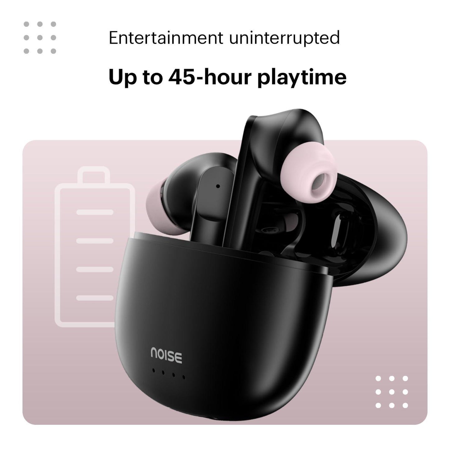 Noise Buds VS104 Truly Wireless Earbuds with 45H of Playtime, Quad Mic with ENC, Instacharge(10 min=200 min), 13mm Driver,Low Latency, BT v5.2 (Charcoal Black) - Triveni World