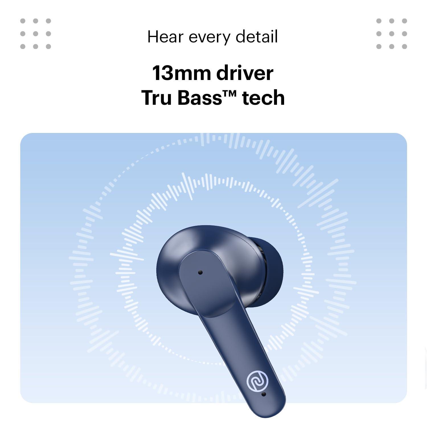 Noise Buds VS104 Truly Wireless Earbuds with 45H of Playtime, Quad Mic with ENC, Instacharge(10 min=200 min), 13mm Driver,Low Latency, BT v5.2 (Midnight Blue) - Triveni World