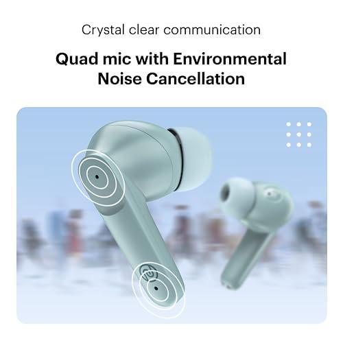 Noise Buds VS104 Truly Wireless Earbuds with 45H of Playtime, Quad Mic with ENC, Instacharge(10 min=200 min), 13mm Driver,Low Latency, BT v5.2 (Mint Green) - Triveni World