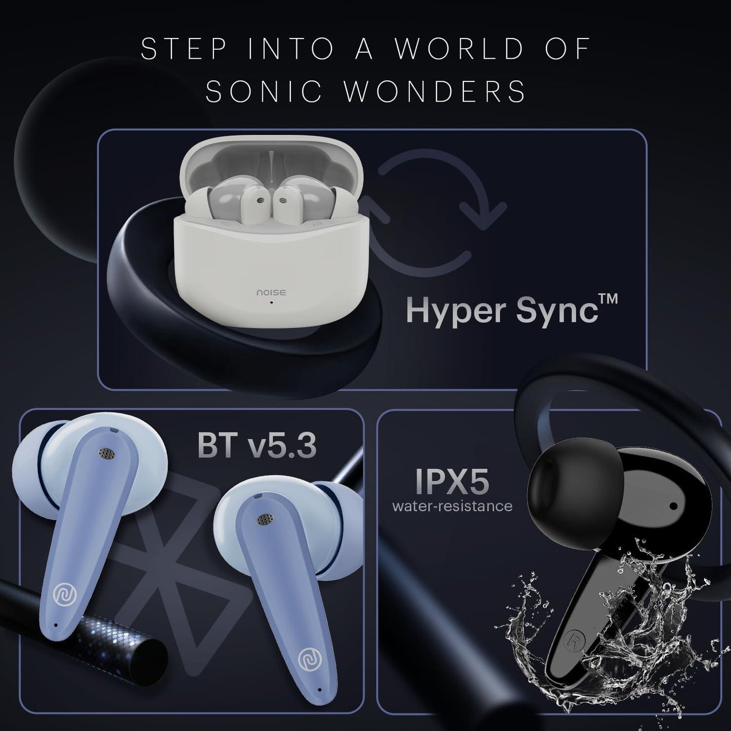 Noise Buds VS106 Truly Wireless in-Ear Earbuds with 50H Playtime, Quad Mic with ENC, Instacharge(10 min=200 min),Ultra-Low Latency(up to 40ms), 10mm Driver, and BT v5.3 (Cloud White) - Triveni World