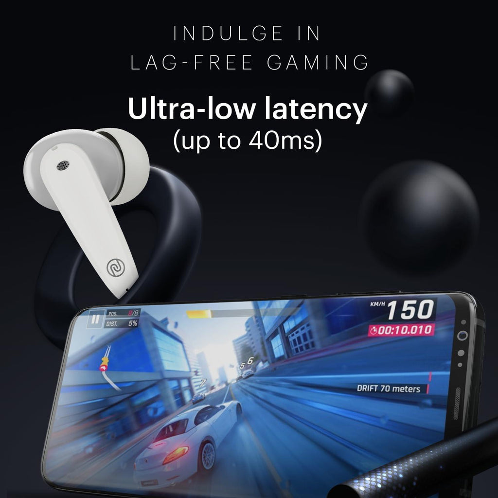 Noise Buds VS106 Truly Wireless in-Ear Earbuds with 50H Playtime, Quad Mic with ENC, Instacharge(10 min=200 min),Ultra-Low Latency(up to 40ms), 10mm Driver, and BT v5.3 (Cloud White) - Triveni World