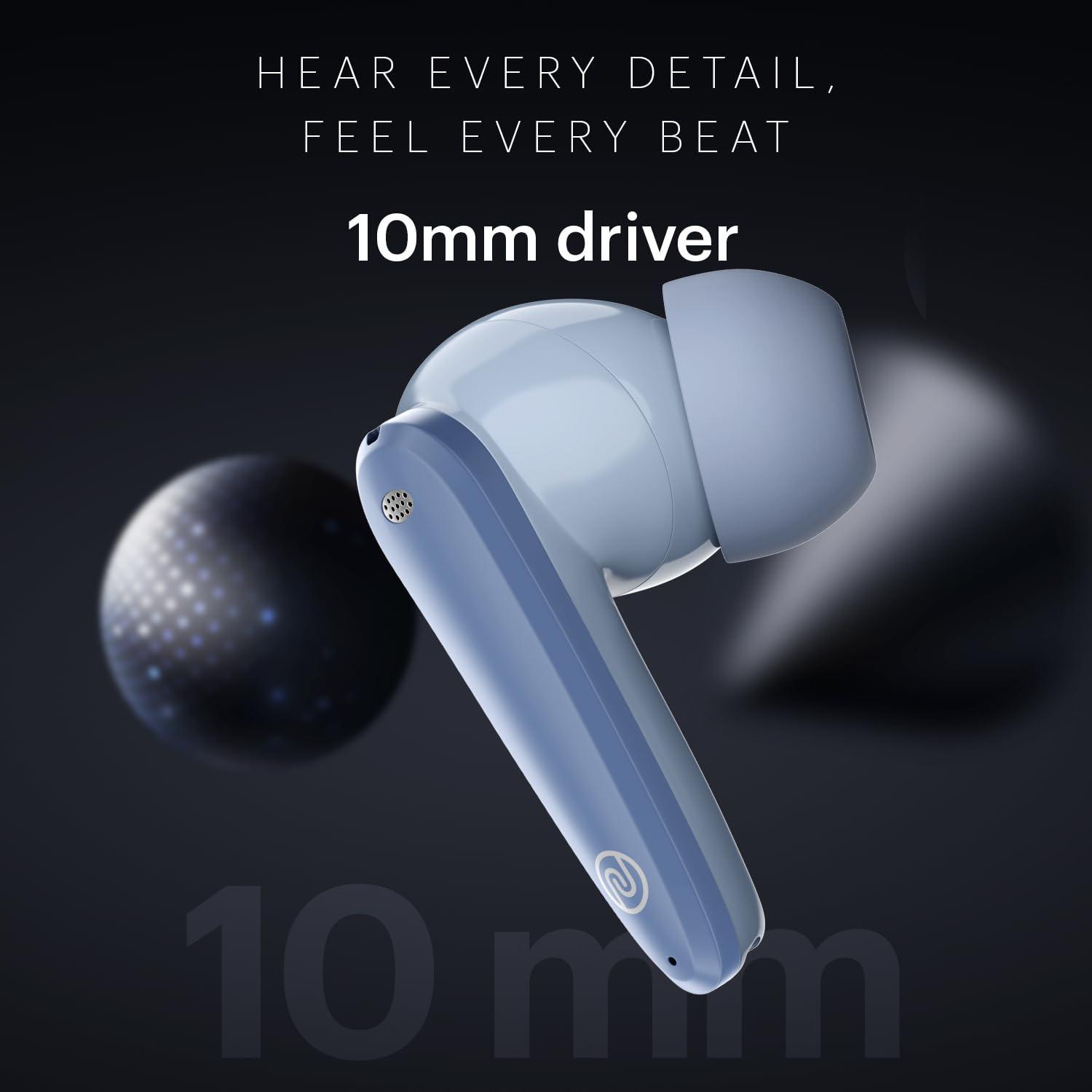 Noise Buds VS106 Truly Wireless in-Ear Earbuds with 50H Playtime, Quad Mic with ENC, Instacharge(10 min=200 min),Ultra-Low Latency(up to 40ms), 10mm Driver, and BT v5.3 (Sky Blue) - Triveni World