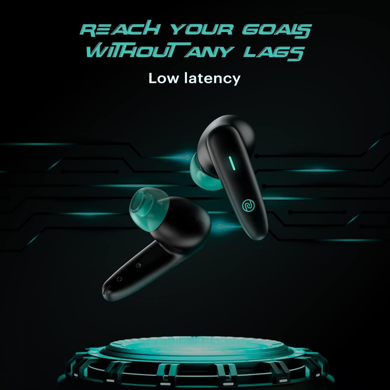 Noise Buds VS402 in-Ear Truly Wireless Earbuds with 50H of Playtime, Low Latency, Quad Mic with ENC, Instacharge(10 min=120 min),10mm Driver, BT v5.3, Breathing LED Lights (Neon Black) - Triveni World