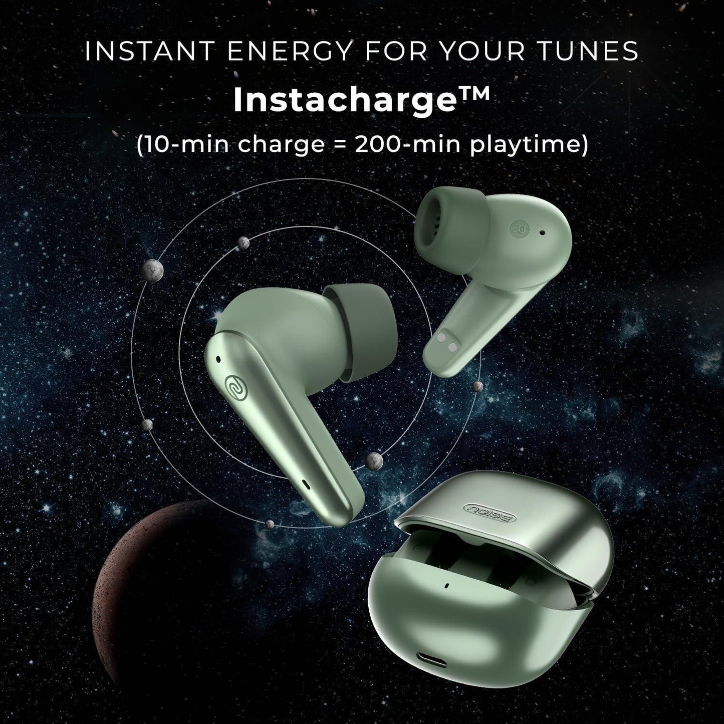 Noise Buds X Prime in-Ear Truly Wireless Earbuds with 120H of Playtime, Quad Mic with ENC, Instacharge(10 min=200 min),Premium Dual Tone Finish, 11mm Driver, BT v5.3(Sheen Green) - Triveni World