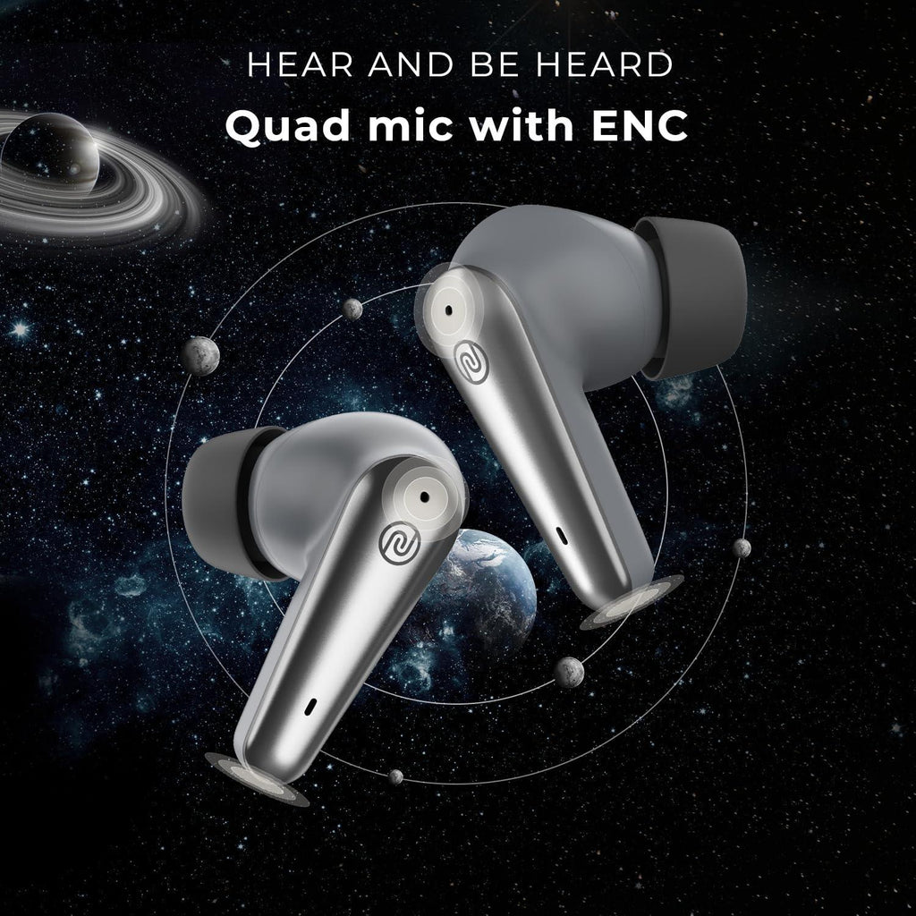 Noise Buds X Prime in-Ear Truly Wireless Earbuds with 120H of Playtime, Quad Mic with ENC, Instacharge(10 min=200 min),Premium Dual Tone Finish, 11mm Driver, BT v5.3(Silver Grey) - Triveni World