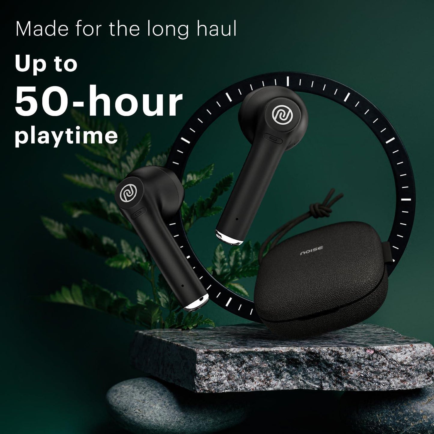 Noise Explore in Ear TWS Earbuds with 50H of Playtime, Quad Mic with ENC, Instacharge(10 min=120 min), 12mm Driver, Low Latency(up to 50ms), BT v5.3 (Pitch Black) - Triveni World