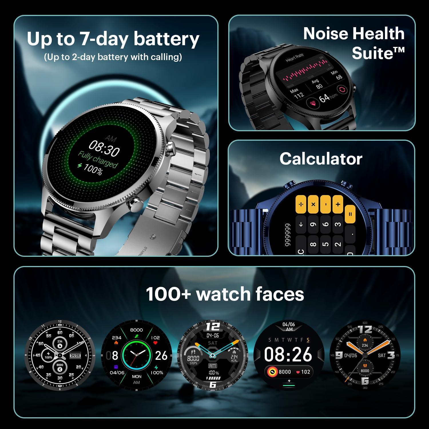 Noise Halo Plus 1.46" Super AMOLED Display Elite Smart Watch, Bluetooth Calling, Stainless Steel Build, Always on Display, Upto 7 Days Battery (Elite Black) - Triveni World