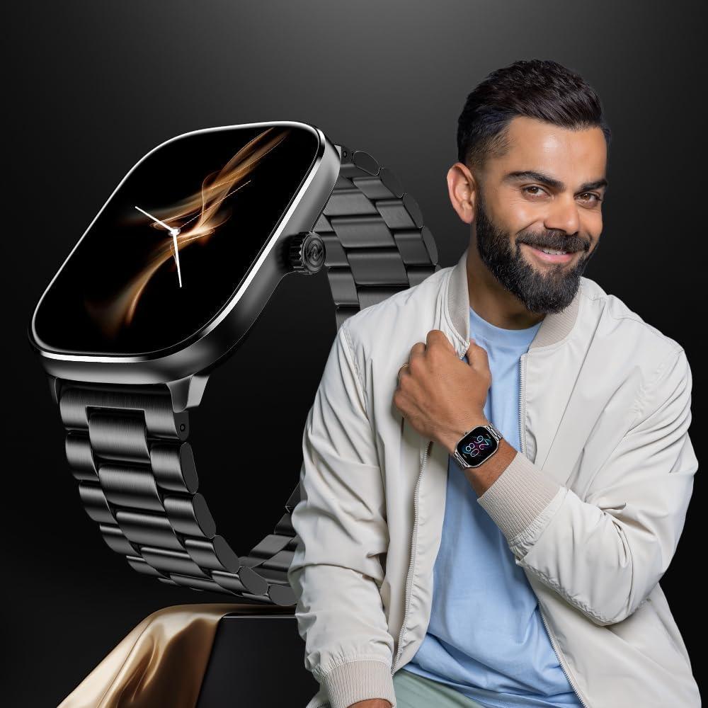 Noise New Macro Smart Watch with 2.0” HD Display,Metallic Finish BT Calling, Functional Crown, 7 Days Battery Life, Sleep Tracking, 200+ Watch Faces (Elite Black) - Triveni World